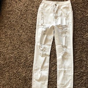 White ripped jeans